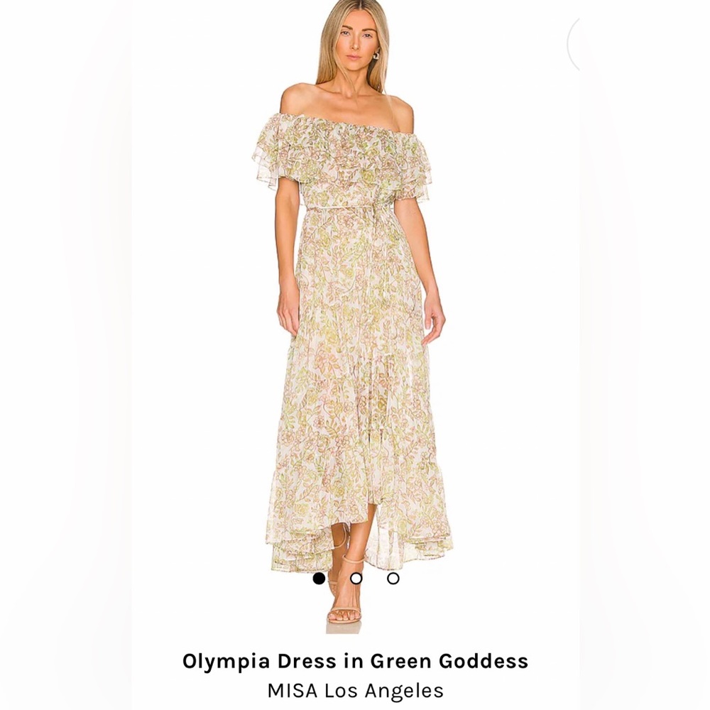 Misa Lose Angeles Dress Maxi Olympia in Green Goddess